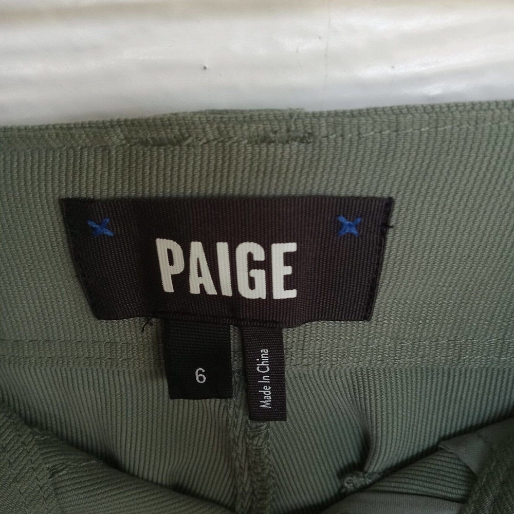 Paige Women's Becca High Waisted Laurel Green Pants Tapered Pockets Size 6 - Picture 8 of 16